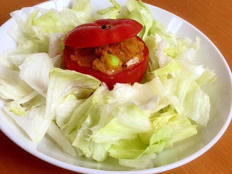 トマト丸ごとカボチャサラダ( *´艸｀)